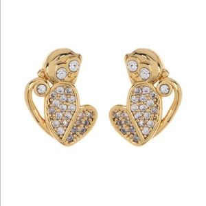 ♠️Kate Spade♠️Pave Heart Monkey🐒 Stud Earrings